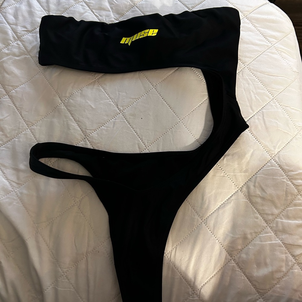 Muse Black and Yellow Cutout Swimsuit